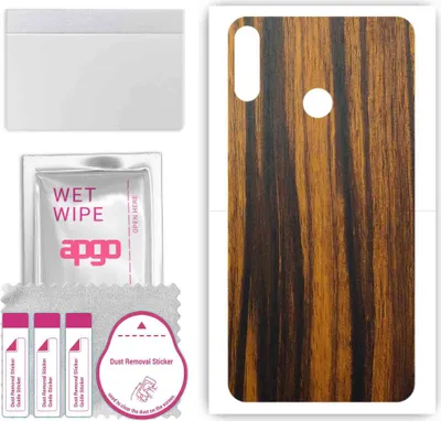 Produktbild von apgo Rückseite Schutzfolie, Skin, kompatibel mit Tecno Spark 3 Pro, Hinten Displayschutzfolie aus Vinylfolie, kratzfest, einfache Montage - Tigerwood