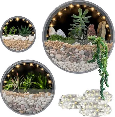Immagine prodotto di Accessori da giardino - Set di 3 vasi da parete rotondi in metallo per piante grigie