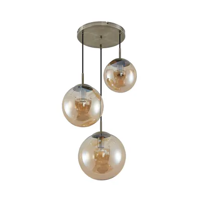 Produktbild von Lindby Hängeleuchte Teeja, amber, 3-flg., Ø52cm, Glas, E27