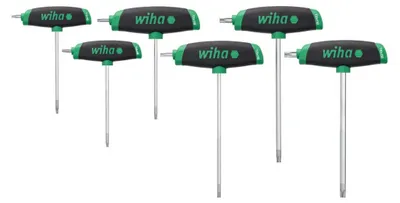 Produktbild von Wiha Stiftschlüssel mit Quergriff Set ComfortGrip TORX 6-teilges Set mit Seitenabtrieb, mattverchromt