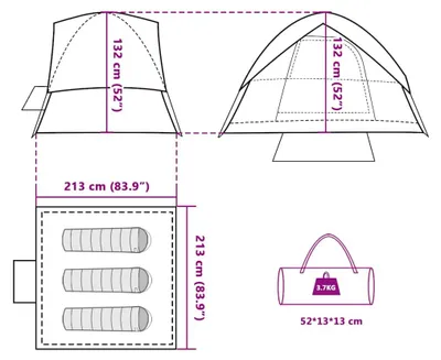 Productafbeelding van vidaXL Koepeltent voor 3 personen, groen, waterdicht