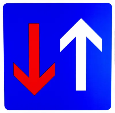 Produktbild von ORIGINAL Verkehrsschild Nr. 308 " Vorrang vor dem Gegenverkehr " 420 mm Ø nach StVO und RAL-Gütebedingungen Verkehrszeichen Schild Straßenschild Straßenzeichen Gebotsschild verengte Fahrbahn