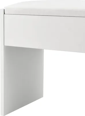 Produktbild von Juskys Schminktisch Hocker Melly – Sitzhocker aus Holz mit gepolstertem Kissen & Bezug aus Kunstleder – moderner Polsterhocker 40 x 30 x 43 cm in Weiß