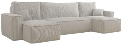 Produktbild von Selsey SCARLO U - U-Form-Sofa mit Schlaffunktion, Cordbezug in Hellbeige