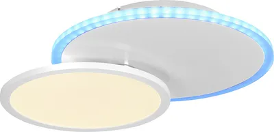 Produktbild von JUST LIGHT LED Deckenleuchte ARENDA rund Panel ist schwenkbar, dimmbar über Fernbedienung. CCT und RGB weiß Wohnräume, z.B. Wohnzimmer, Esszimmer, Schlafzimmer, Kinderzimmer, Flur