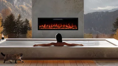 Produktbild von Elektrokamin AFLAMO Elite 153 - Ultra-realistische Flammenoptik - Zur Wandmontage oder zum Einbauen - 153x46x13 cm - Dekorativer LED-Elektrokamin mit Heizfunktion 750/1500 W