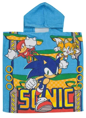 Immagine prodotto di Poncho telo mare con cappuccio per bambini 55x110cm Sonic