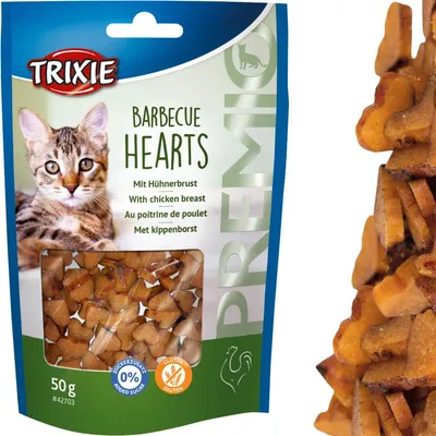 Produktbild von Trixie PREMIO Chicken Barbecue Hearts Katzenleckerli 50g