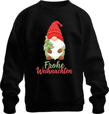 Produktbild von Frohe Weihnachten Wichtel Weihnachtsgnom Weihnachtsbaum Niedlich Uni Sweatshirt Pullover, Schwarz, M