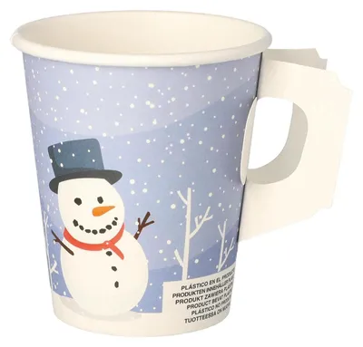 Produktbild von 50x  Henkelbecher Kaffeebecher Glühweinbecher Wintermotiv Schneemann 200 ml
