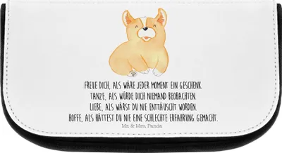 Produktbild von Mr. & Mrs. Panda kosmetiktäschchen Corgie - Weiß - Geschenk, Kulturbeutel, kulturtäschchen, Organizer, kleines Täschchen, Kosmetiktasche, Hund, Lebensfroh, Corgi, Sprüche
