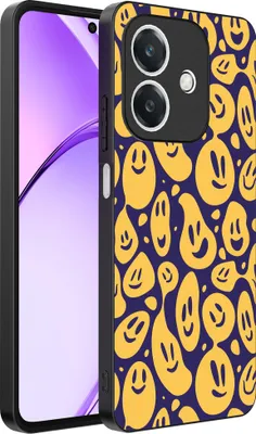 Produktbild von Smartphonica Handytasche passend für Oppo A3 - A3X mit Smiley Druck - TPU Rückseite Hülle Emoji Design - Lila Gelb