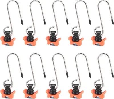 Obrázek produktu pro 10 upevňovacích L-kolejnic s jedním šroubem a hákem pro přívěsy dodávek a pickupů Průrazné zatížení 110 lbs Oranžová barva