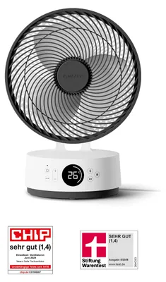 Produktbild von Meaco Sefte® 10 Tischventilator 25,4 cm, flüsterleise ab 25 dB, 1150 m³/h, 12 Stufen, Nachtmodus, Oszillation, energiesparend