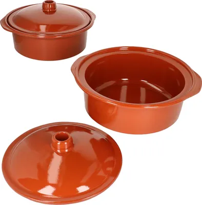 Obrázek produktu pro 4 ks. Sada hliněných hrnců - 2x hliněný hrnec Cocotte 4,5L + 2x poklice - 99532