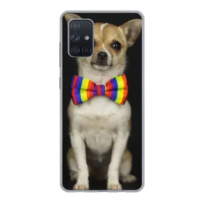 Produktbild von MuchoWow® Handyhülle Schutzhülle Hülle für Samsung Galaxy A51 Hund - Fliege - Schwarz Silikon Softcase Handy Hülle