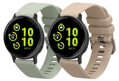 Produktbild von kwmobile 2x Uhrenarmband für Garmin vivoactive 5 / active 5 Armband - Fitnesstracker Band Set aus TPU Silikon - Ersatzarmband Smartwatch - Pastellgrün
