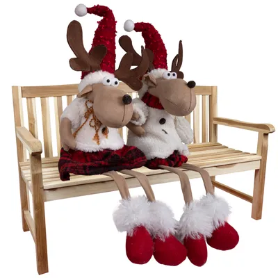 Produktbild von Elch 30cm (67cm) Kantenhocker, 2er Set Dekofigur Weihnachten
