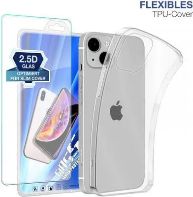 Produktbild von TPU-Hülle Transparent für Apple iPhone 15 Serie - Modellkompatibilität: Für Apple iPhone 15 - Displayglas: Mit 9H Displayglas