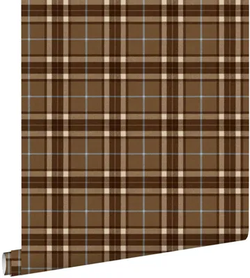 Produktbild von ESTAhome Tapete Karomuster Braun und Blau 50 x 900 cm
