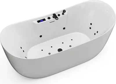 Produktbild von Whirlpool-Badewanne asymmetrisch mit LED-Beleuchtung - Weiß - 190 l - 180 x 80 x 74 cm - BOLAZA