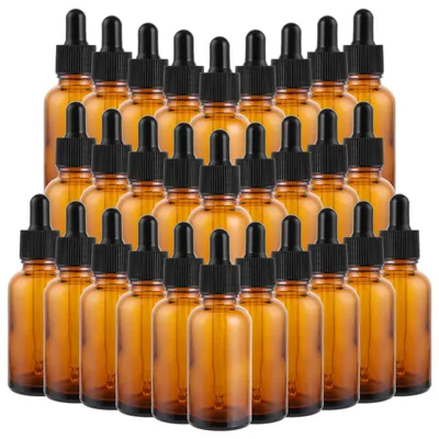 30 braune Glasflaschen mit Pipette, 30 ml, für Öle & Flüssigkeiten