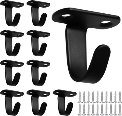 Imagen del producto de Ganchos de pared metálicos, juego de 10 unidades, con 20 tornillos, para baño y cocina