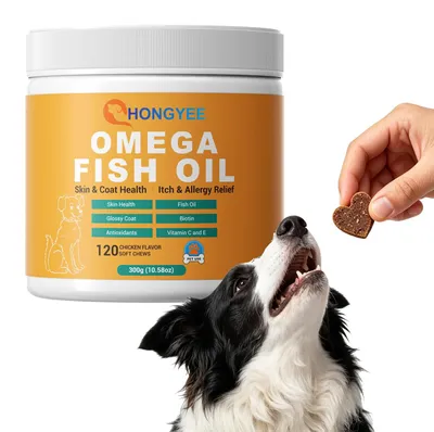Omega-3-Kauwtabletten für Hunde, 120 Stück, gegen Juckreiz, für Haut & Fell