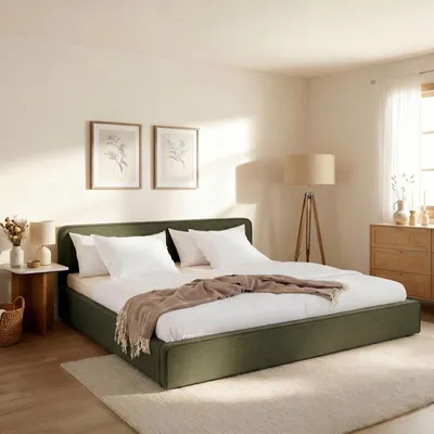 Produktbild von LATINI Polsterbett mit höhenverstellbarem Kopfteil, 180x200 cm, Grün - Doppelbett inklusive Lattenrost, ideal für zwei Personen, Bettgestell stabil und bequem, modernes Design für jedes Schlafzimmer