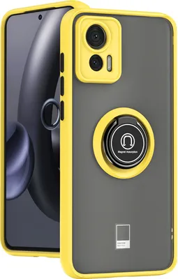 Immagine prodotto di Custodia per Motorola Edge 30 Neo Custodia in TPU traslucido opaco con supporto ad anello e supporto Giallo