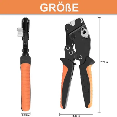 Obrázok produktu pre Kliešte na krimpovanie izolovaných koncoviek – samonastaviteľné kliešte – 0,08–16 mm², AWG 30–5 – štvorcový profil krimpovania – mechanizmus s pákovým systémom – rovné držadlo