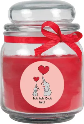 Produktbild von Duftkerze im Bonbonglas "Comic", Duft: Rose ( Rot ), 300g - Brenndauer bis zu 70 Stunden