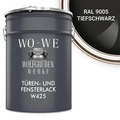 Produktbild von Türen und Fensterlack 3in1 Türenlack Klarlack Holzfenster Farbe W425 Schwarz - 2,5L