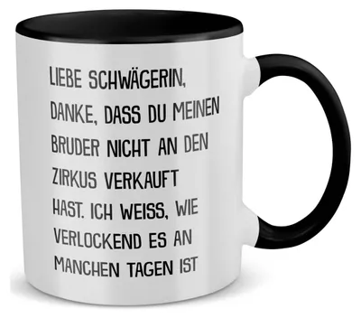 Produktbild von 22Feels Schwägerin Geschenk Hochzeit Idee Frauen Tasse Weihnachten Geburtstag Haferl Kaffeetasse (Weiss-Schwarz)