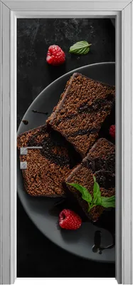 Produktbild von Tür Selbstklebende 80x210 cm Türfolie Türtapete Klebefolie - Schokolade Kuchen und Himbeere