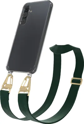Produktbild von EAZY CASE - Hülle mit Band für Samsung Galaxy A35, Handyhülle mit Umhängeband, Silikonhülle transparent, Handykette in Grün