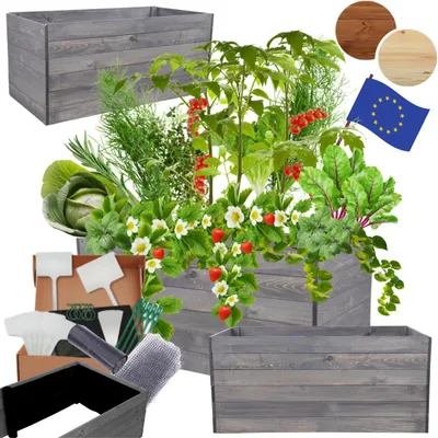 Produktbild von MODO24 Hochbeet Holz, Pflanzkasten, Massivholz, Kiefer, Kräuterbeet, Blumenkasten, Garten, Terrasse, 54x120x80 cm, Grau, ZP06