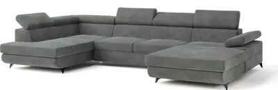 Produktbild von Masseno Ecksofa RUBANO L-S mit Schlaffunktion U-Form, Sofa mit Bettkasten, Wohnzimmersofa, Couch, Soffa, Bettsofa, Couchgarnitur- Grau, MONOLITH 85