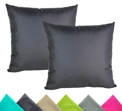 Produktbild von JACK 2er Set 40x40cm Outdoor Kissenhülle Kissenbezug Wasserfest Sitzkissen Lounge Kissen Garten Stuhl Lotus Effekt, Farbe:Anthrazit