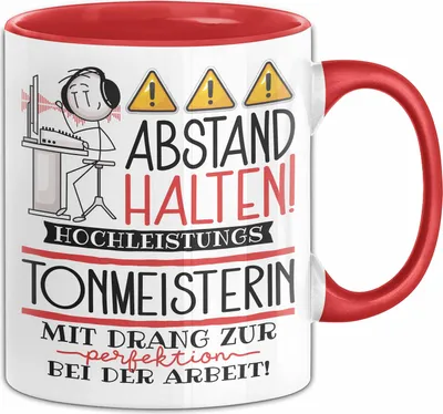 Produktbild von Tonmeisterin Tasse Geschenk Lustig Abstand Halten Hochleistungs-Tonmeisterin Mit Drang Zur Perfektion Bei Der Arbeit (Rot)