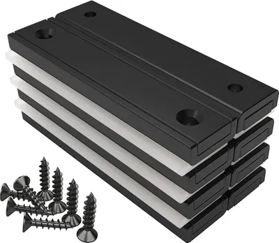 Image de lot de 8 aimants rectangulaires Magnetpro 30 kg force 60x13,5x5 mm noir antirouille