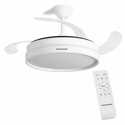Immagine prodotto di Ventilatore da soffitto con luce InnovaGoods, silenzioso, pale retrattili, 6 velocità, 3 modalità, telecomando