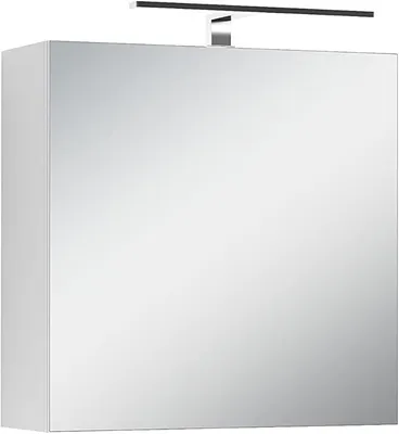 Produktbild von Spiegelschrank Spree, Korpus Mattweiß Spiegeltüren | Hängeschrank, Soft-Close-Funktion, inkl. LED-Beleuchtung, Badschrank mit Stecker- und Schalterdose, B 60, H 60, T 20 cm