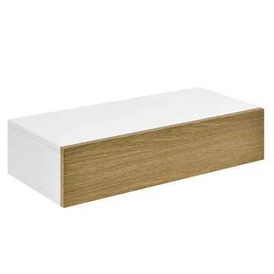 Image de In And OutdoorMatch Étagère murale Blaise - Avec tiroir - 50x24x12cm - Blanc et aspect bois - Panneau de particules - Aspect moderne