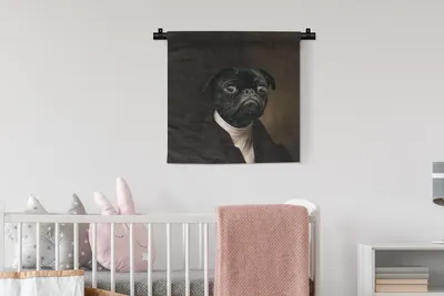 Produktbild von MuchoWow® Wandteppich Wandbehang Mops - Mittelalter - Kleidung 60x60 cm Tapisserie Dekoration Wandtuch - Dekorationen - Wand Decke