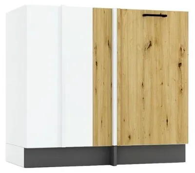 Produktbild von Küchenunterschrank 90 cm - Artisan Eiche und Aschegrau - Eckküchenschrank - ohne Arbeitsplatte - Soft-Close-System