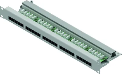 Produktbild von 1PROT Telefonpatchpanel LSA+ 19" 1HE PNPP325 25xRJ45 Cat3 ISDN lichtgrau