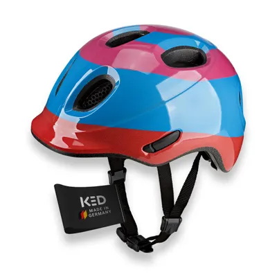 Produktbild von KED Meggy Spark Kinderfahrradhelm, Inmold, 360° Verstellsystem, Reflektoren, Insektenschutznetz, Farbe: Loopster Blue Pink Glossy Größe: 45-50 (S)
