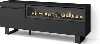Image de COZY Meuble TV, Banc Télé, 150x35x57cm, Pour les TV jusqu'à 65", Cheminée électrique, Noir