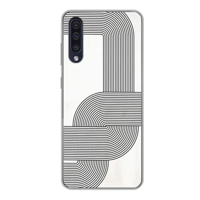 Produktbild von MuchoWow® Handyhülle Schutzhülle Hülle für Samsung Galaxy A50 Kunst - Schwarz - Weiß - Linie Silikon Softcase Handy Hülle - Mobiltelefonhülle
